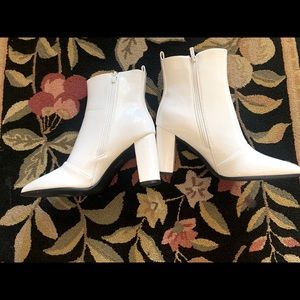 Nasty Gal retro white ankle boots